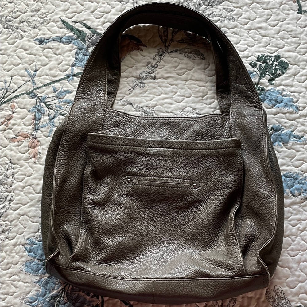 B Makowsky Large Grey Pebbled Leather Slouchy Bag - Picture 3 of 14